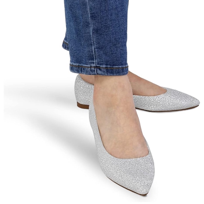 5/$15 My Soft Silver Ballet Pointed Flats, New Size 7